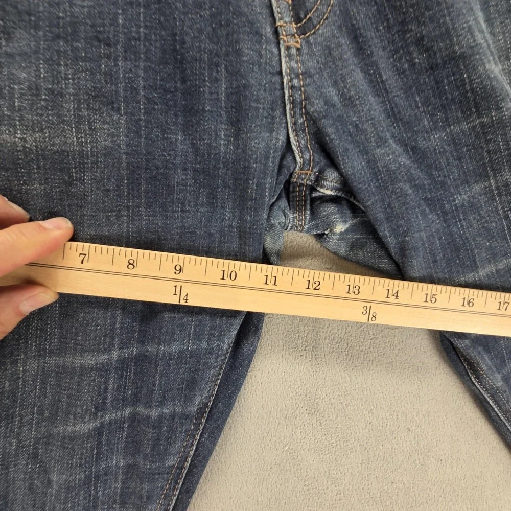 Selvedge Jeans Mens Blue SPAO Medium Wash‎ Zip Fly Whiskers Tapered Fits 32x30